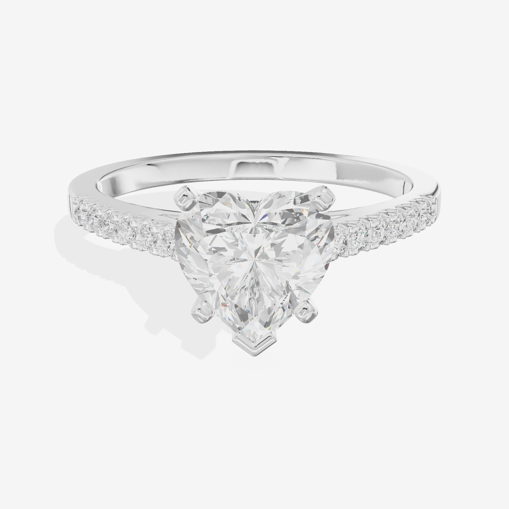 Sworn Vowsae Heart Engagement Ring with Side Stones (1/10 ct. tw.) in 18K White Gold