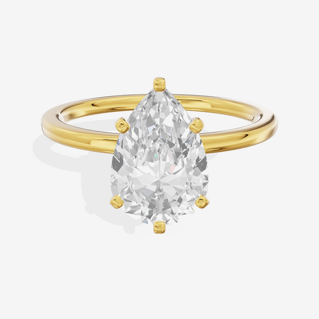 Petite Sincere 1.5mm Pear Six-Prong Engagement Ring in 18K Yellow Gold