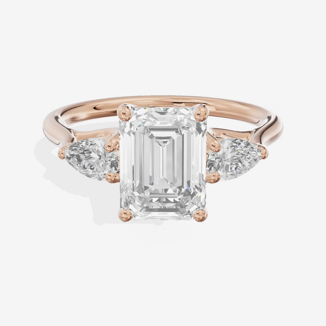 Grand Vowsae Three Stone Emerald Engagement Ring (2/5 ct. tw.) in 14K Rose Gold