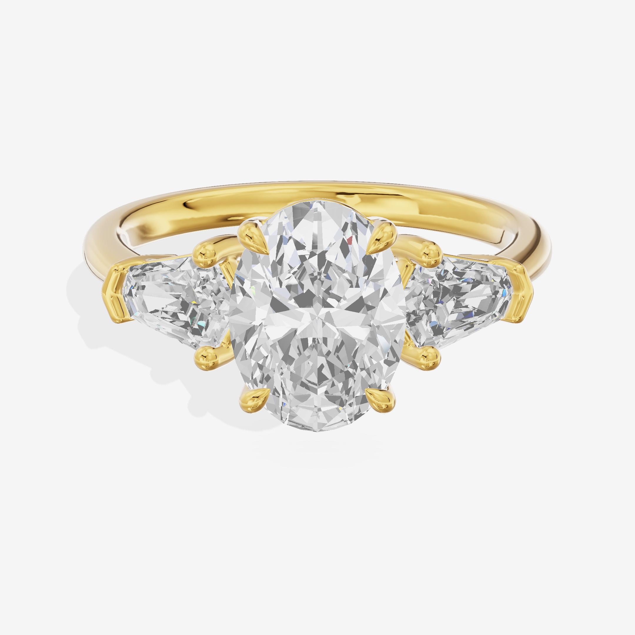 Classic Mirth Oval Three Stone Engagement Ring (1/2 ct. tw.) in 14K Yellow Gold