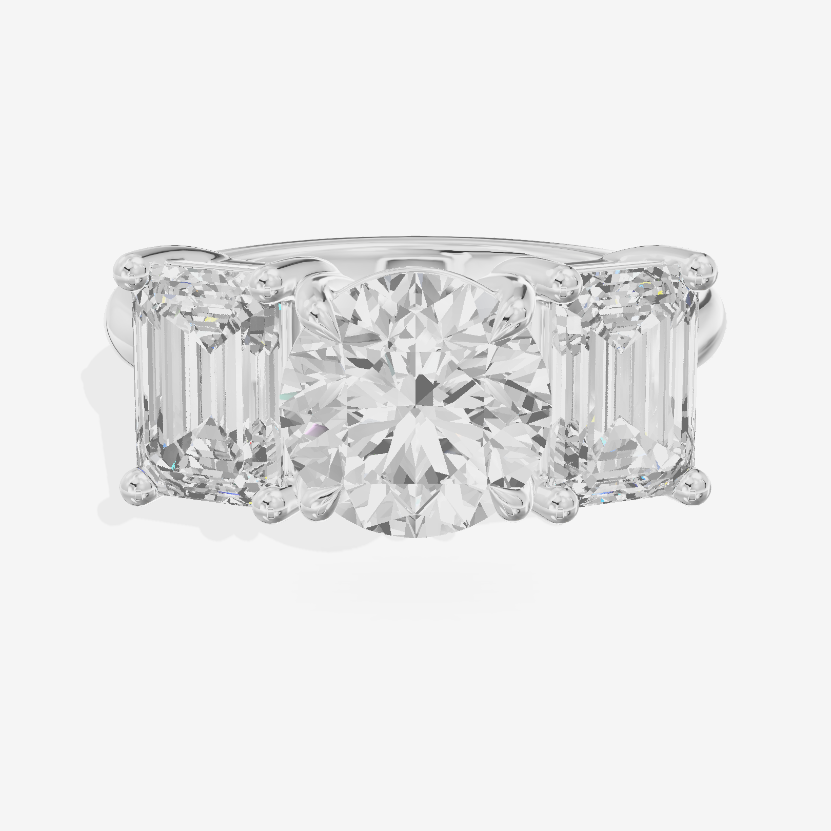 Luxe Whisper Three Stone Round Engagement Ring (3/4 ct. tw.) in Platinum