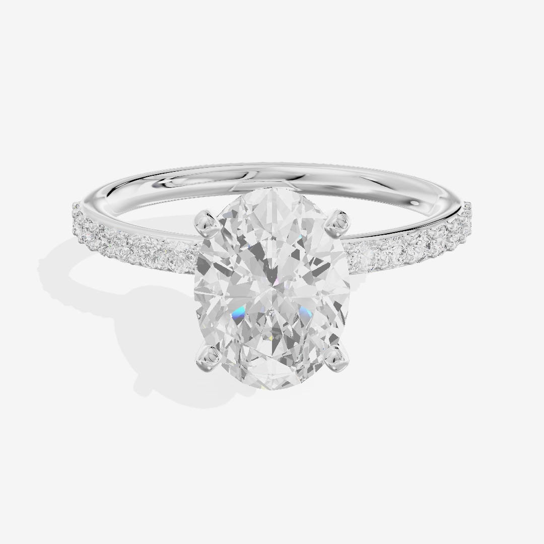 One of One Petite Oval Engagement Ring with Side Stones (1/4 ct. tw.) in Platinum