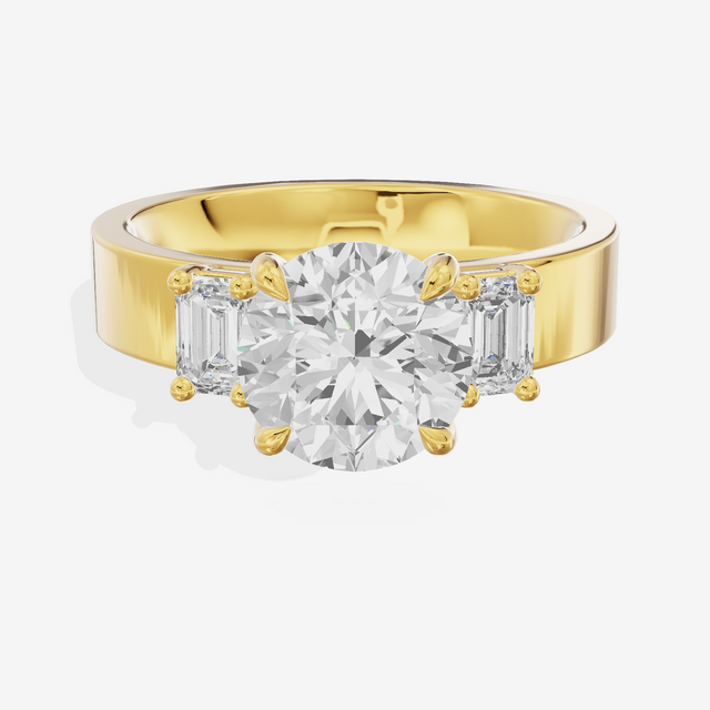 Vintage Vowsae Three Stone Round Engagement Ring (1/2 ct. tw.) in 14K Yellow Gold