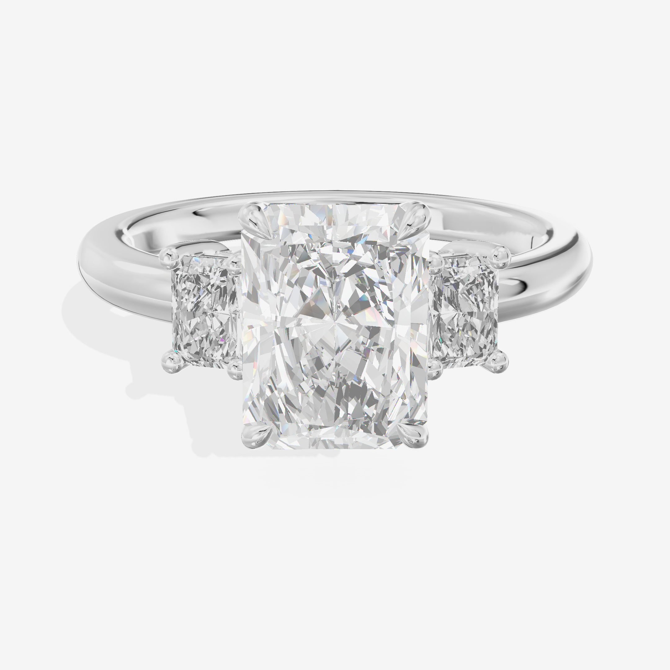 Grand Coeurine Three Stone Radiant Engagement Ring (3/8 ct. tw.) in Platinum