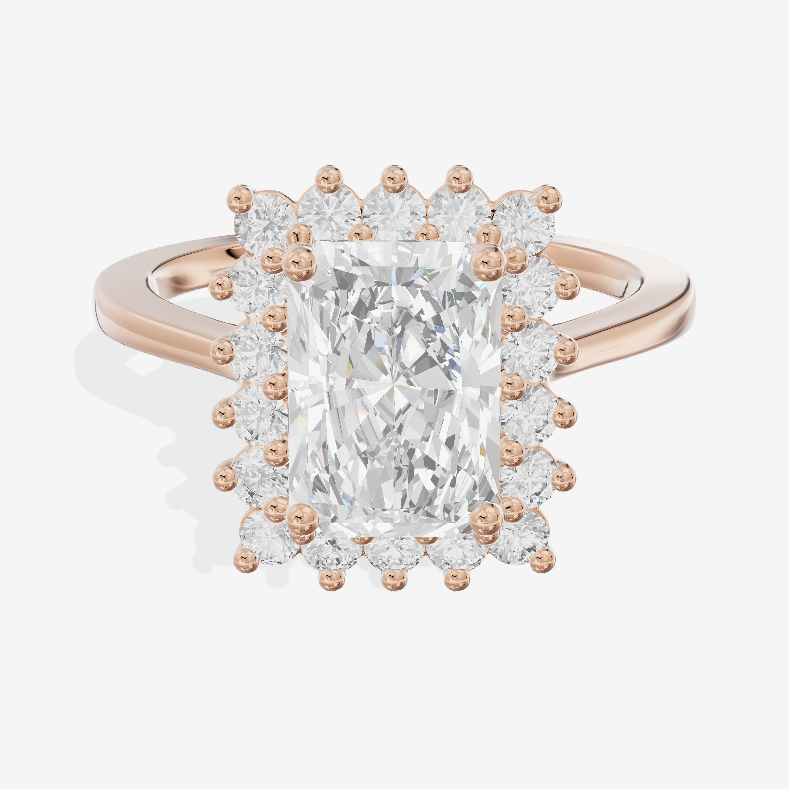 Liviana Halo Radiant Engagement Ring (1/4 ct. tw.) in 14K Rose Gold
