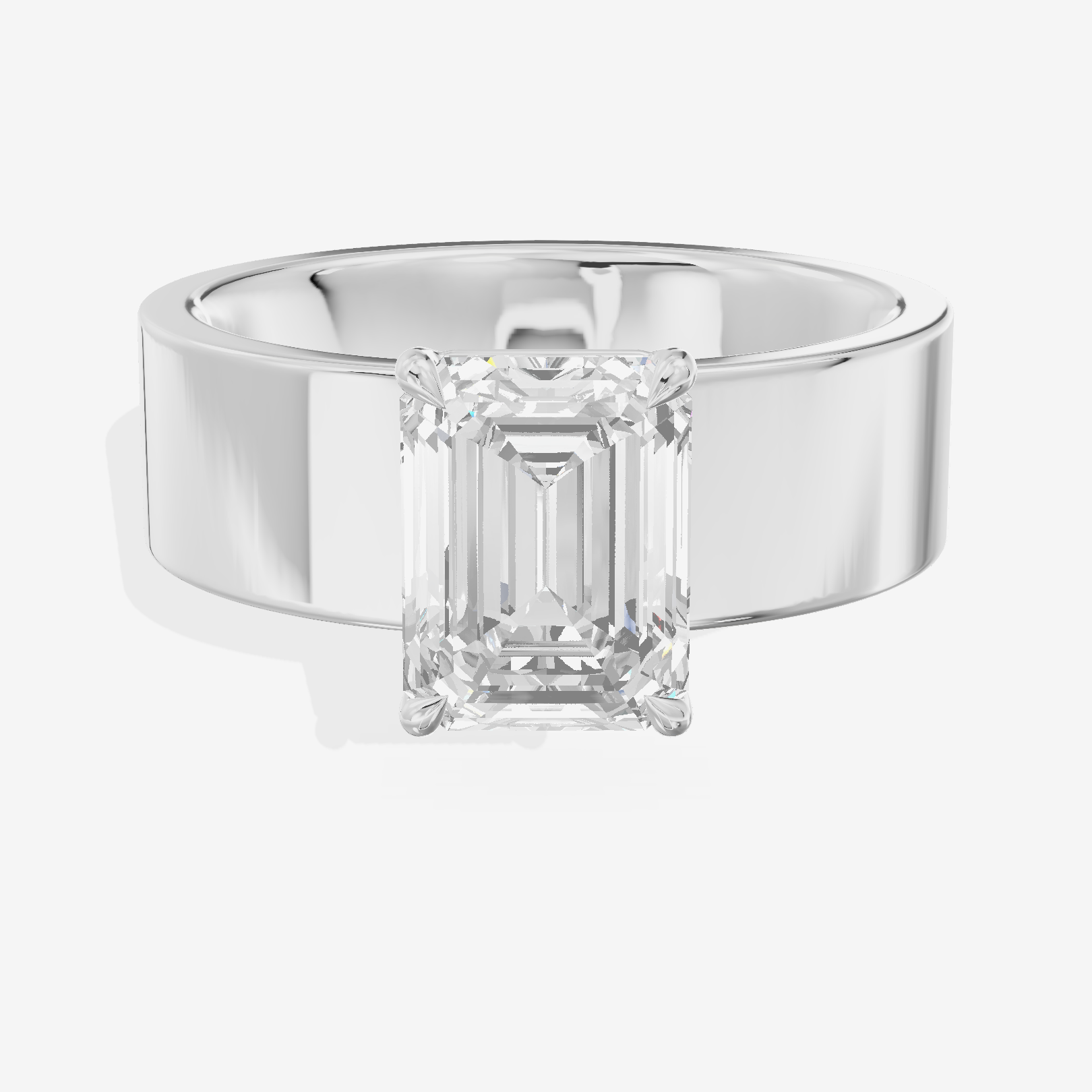 Aimora Solitaire 6mm Emerald Engagement Ring in 18K White Gold
