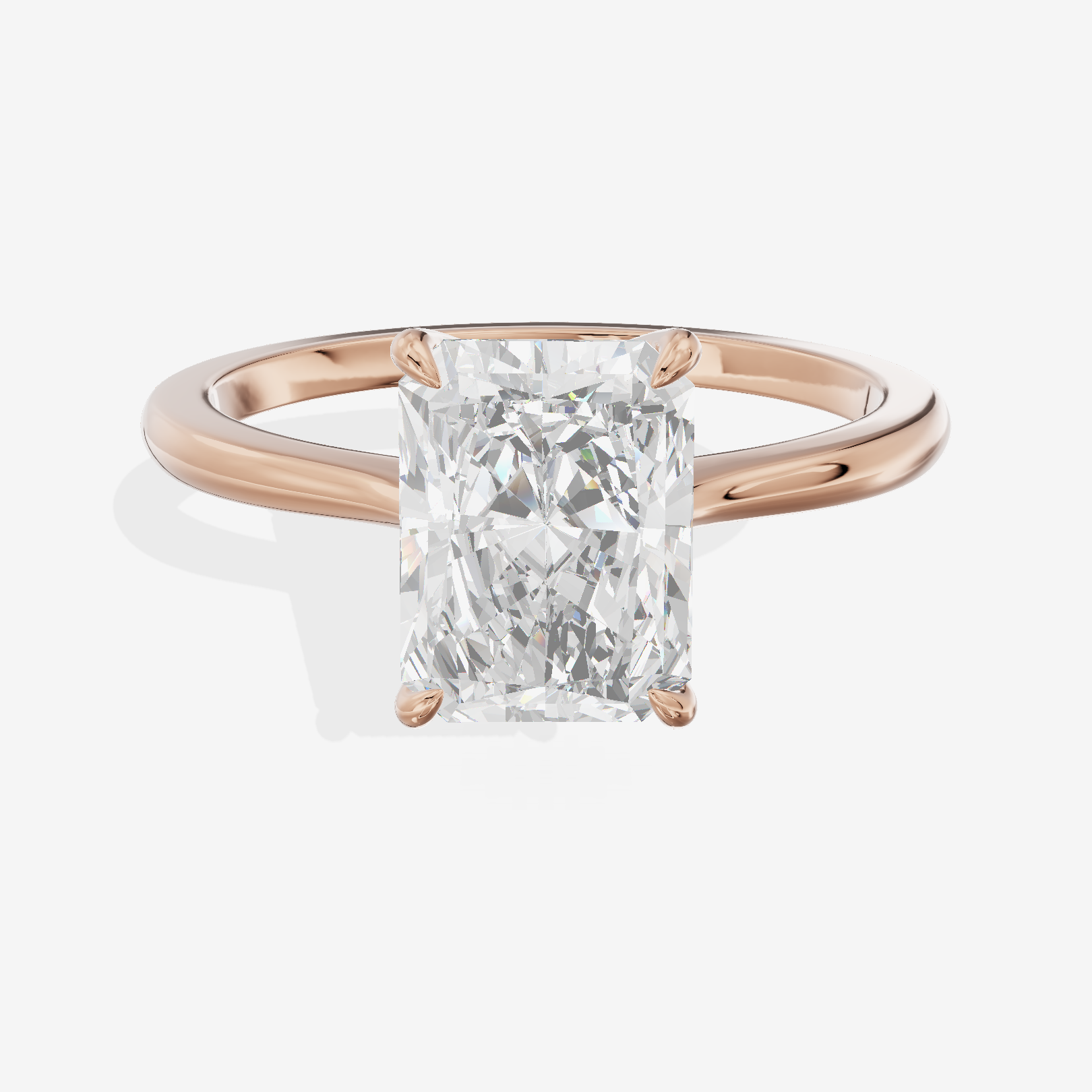 Bowed Adorae 1.5mm Radiant Solitaire Engagement Ring in 18K Rose Gold