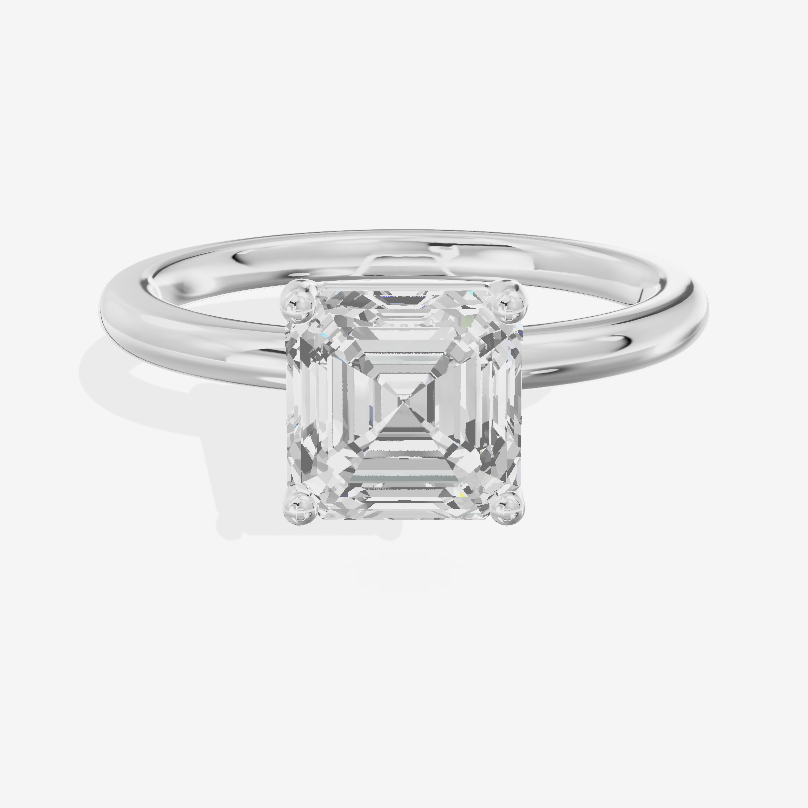 Tender 2mm Asscher Solitaire Engagement Ring in Platinum