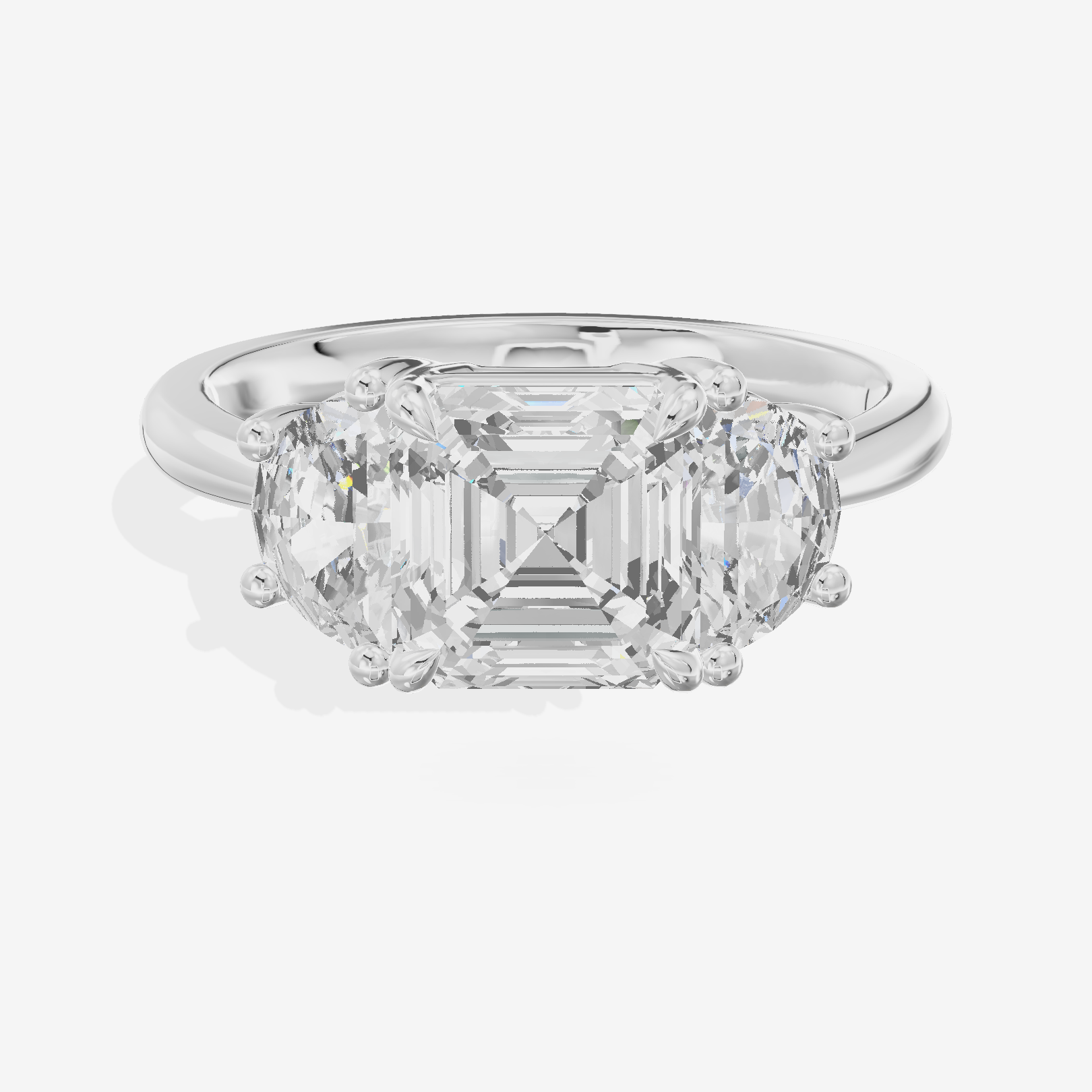 Vintage Sincere Three Stone Asscher Engagement Ring (1/2 ct. tw.) in 14K White Gold