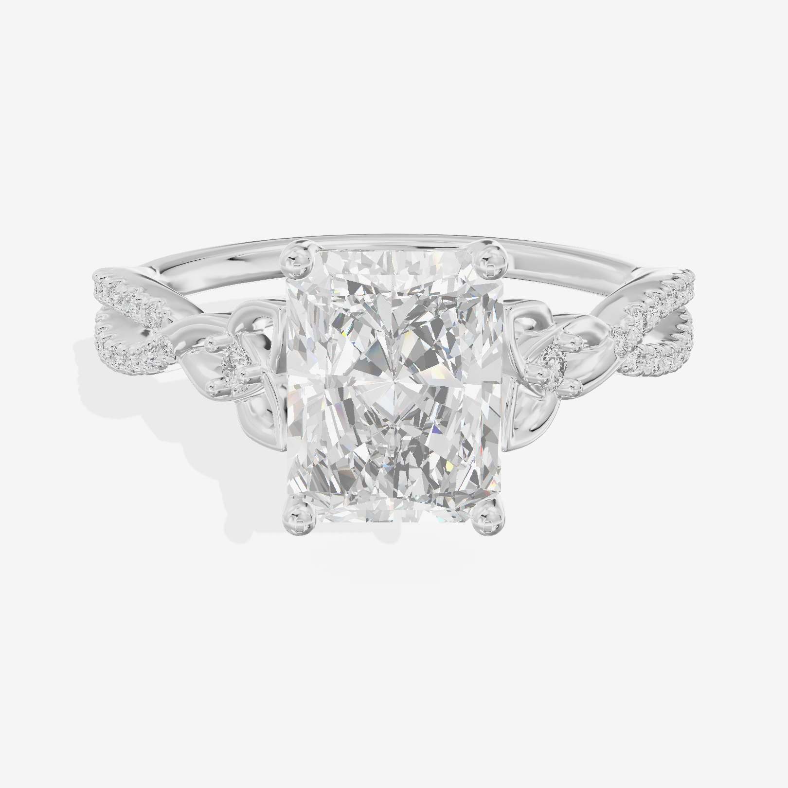 Luxe Vowsae Radiant Engagement Ring with Side Stones (2/5 ct. tw.) in 14K White Gold