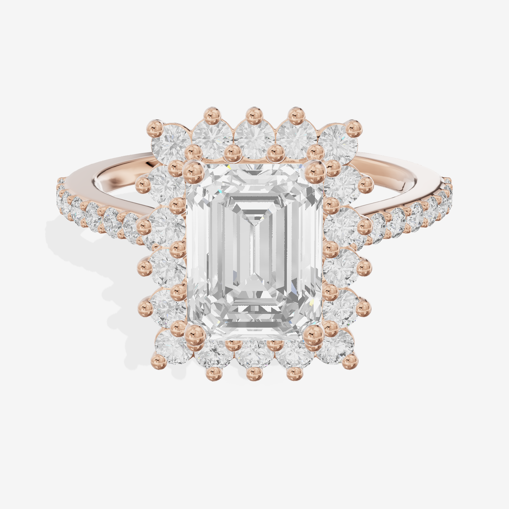 Sincere Halo Emerald Engagement Ring (1/15 ct. tw.) in 14K Rose Gold