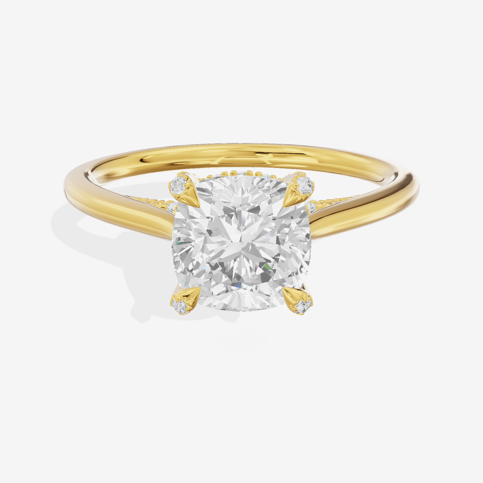 Grand Vowsae Cushion Engagement Ring with Side Stones (1/5 ct. tw.) in 18K Yellow Gold