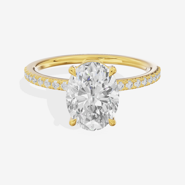 Tender Vowsae Oval Engagement Ring with Side Stones (1/8 ct. tw.) in 18K Yellow Gold