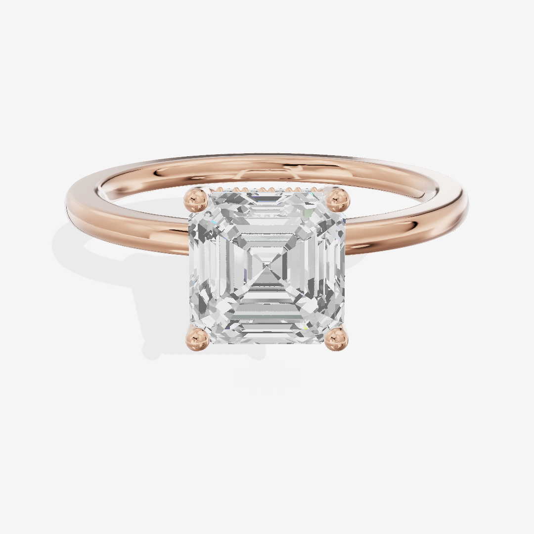 Vowsae Hidden Halo Asscher Engagement Ring (1/20 ct. tw.) in 18K Rose Gold