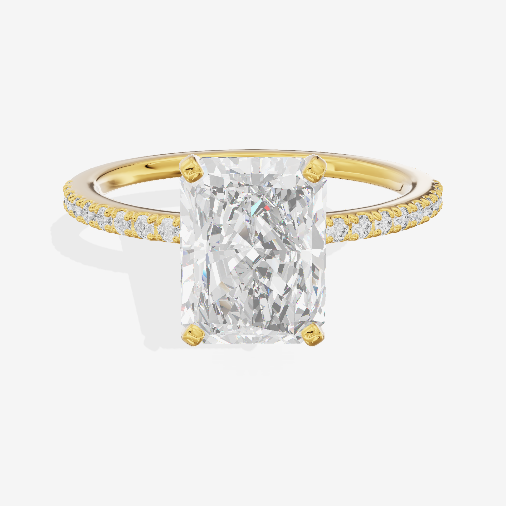 Grand Mayrelle Radiant Engagement Ring with Side Stones (1/8 ct. tw.) in 18K Yellow Gold