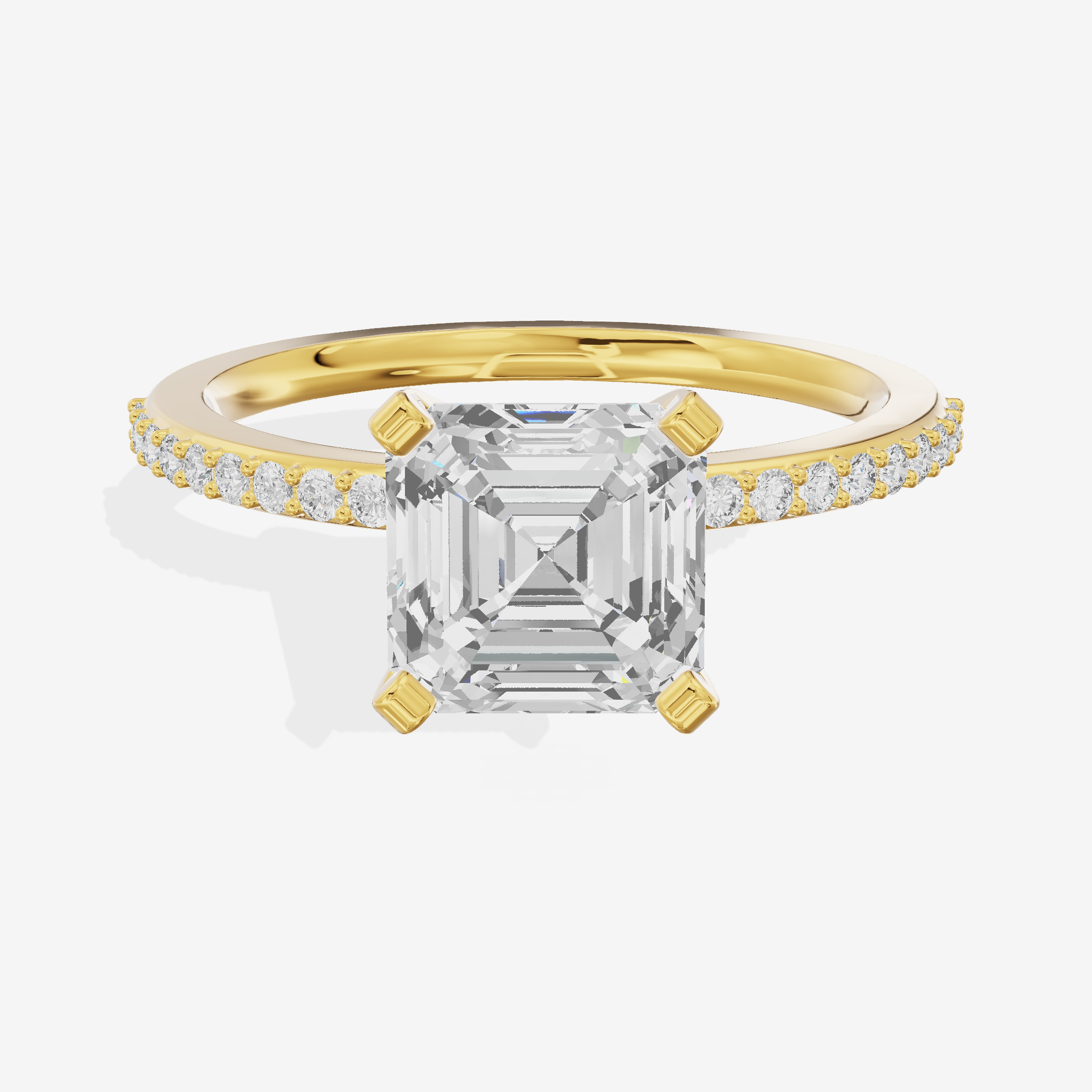 Solea Cathedral 2mm Asscher Engagement Ring with Side Stones (1/2 ct. tw.) in 14K Yellow Gold