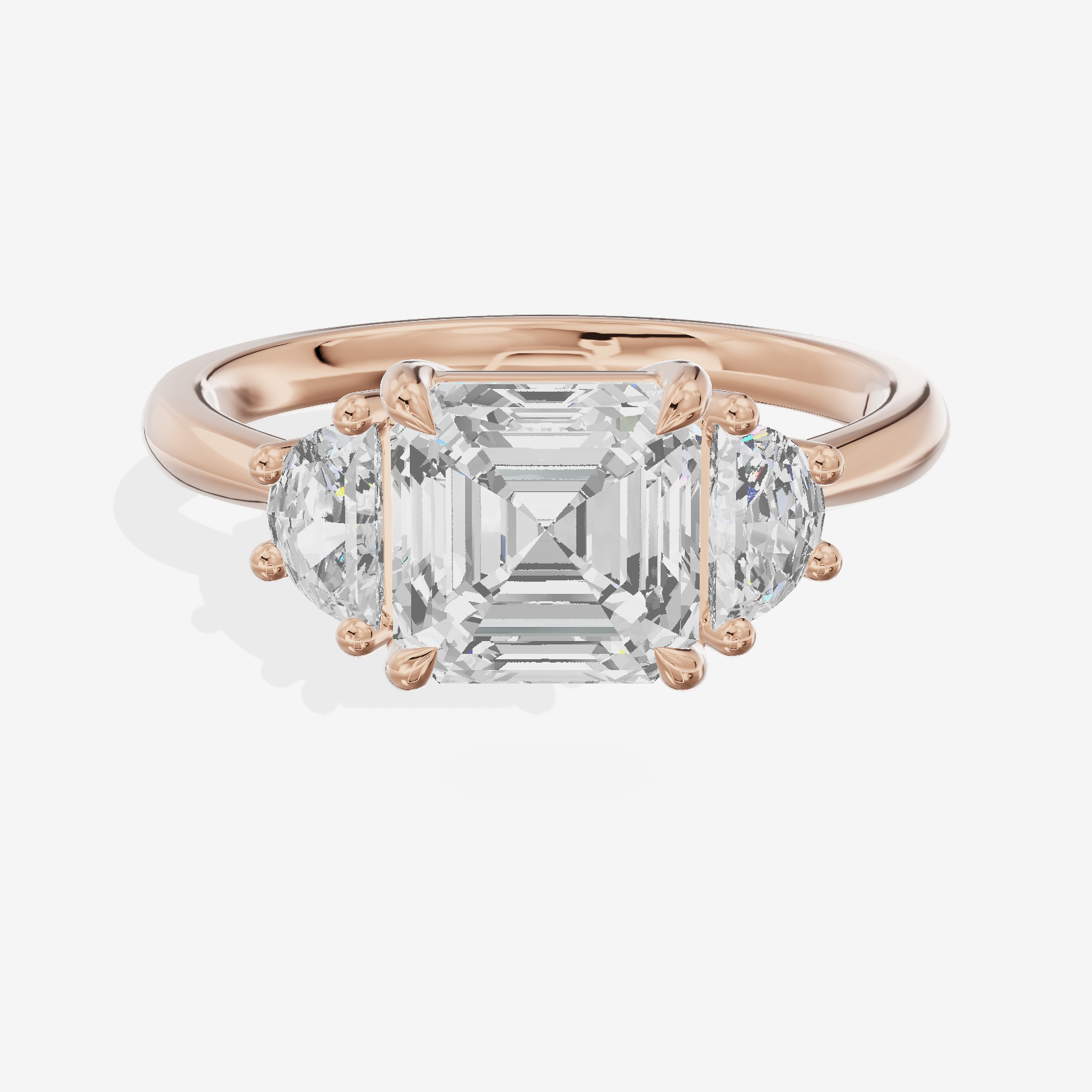 Classic Liviana Asscher Three Stone Engagement Ring (1/4 ct. tw.) in 14K Rose Gold