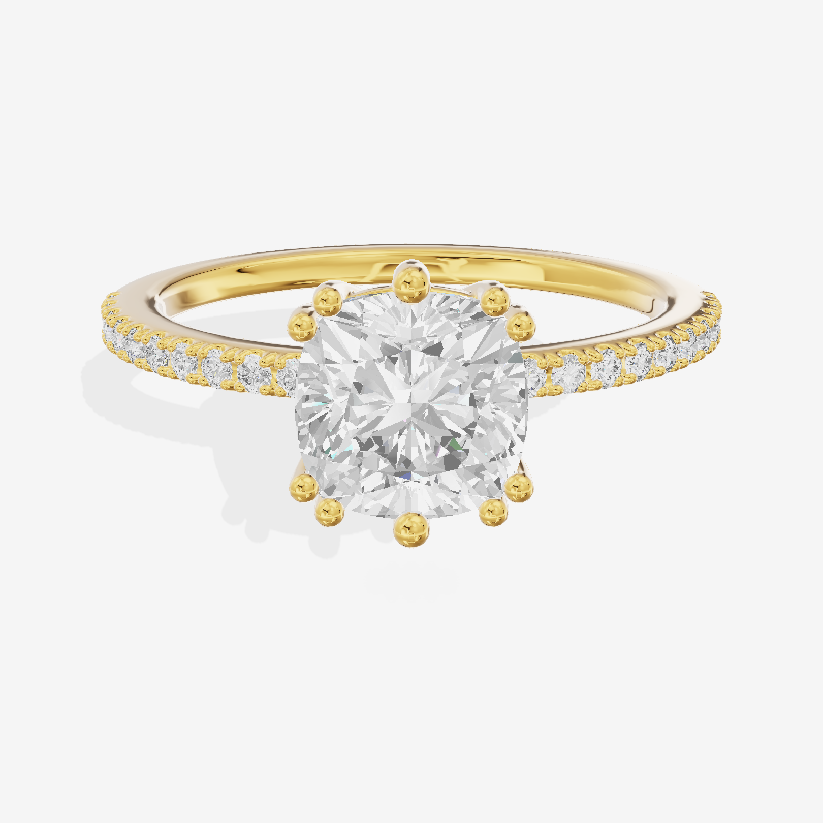Luxe Mirelle Cushion Hidden Halo Engagement Ring (1/6 ct. tw.) in 18K Yellow Gold