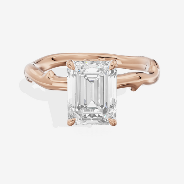 Vowsae Cathedral 2.2mm Emerald Solitaire Engagement Ring in 14K Rose Gold