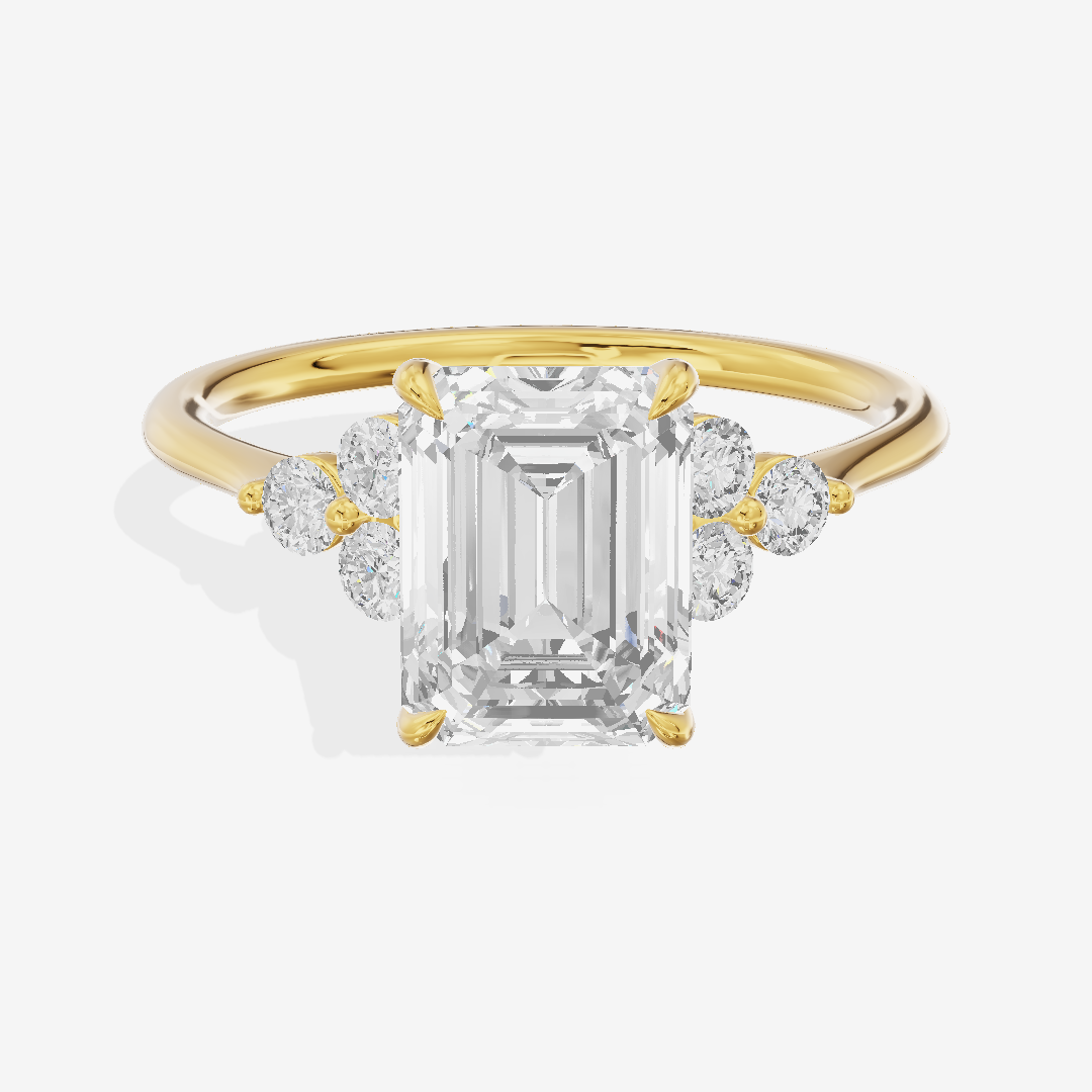 Luxe Trueheart Emerald Engagement Ring with Side Stones (1/5 ct. tw.) in 14K Yellow Gold