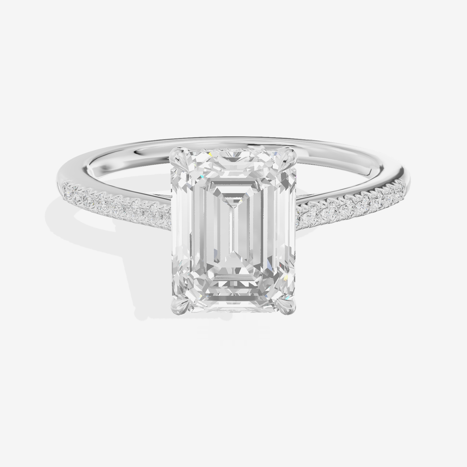 Twine Emerald Engagement Ring with Side Stones (7/8 ct. tw.) in 14K White Gold