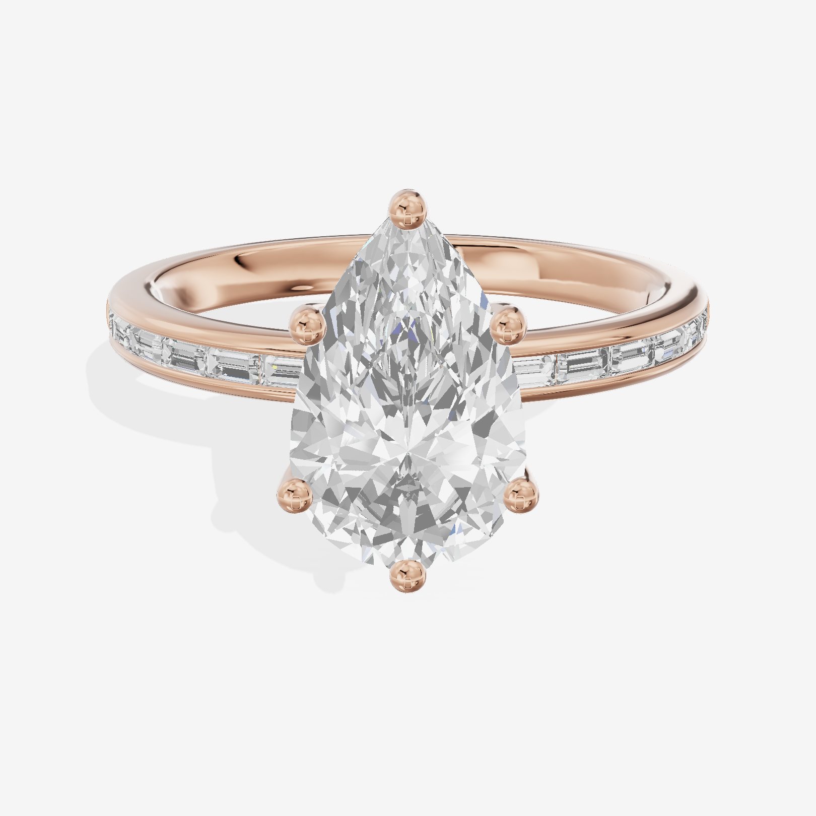 Tender Sincere Pear Engagement Ring with Side Stones (1/6 ct. tw.) in 18K Rose Gold