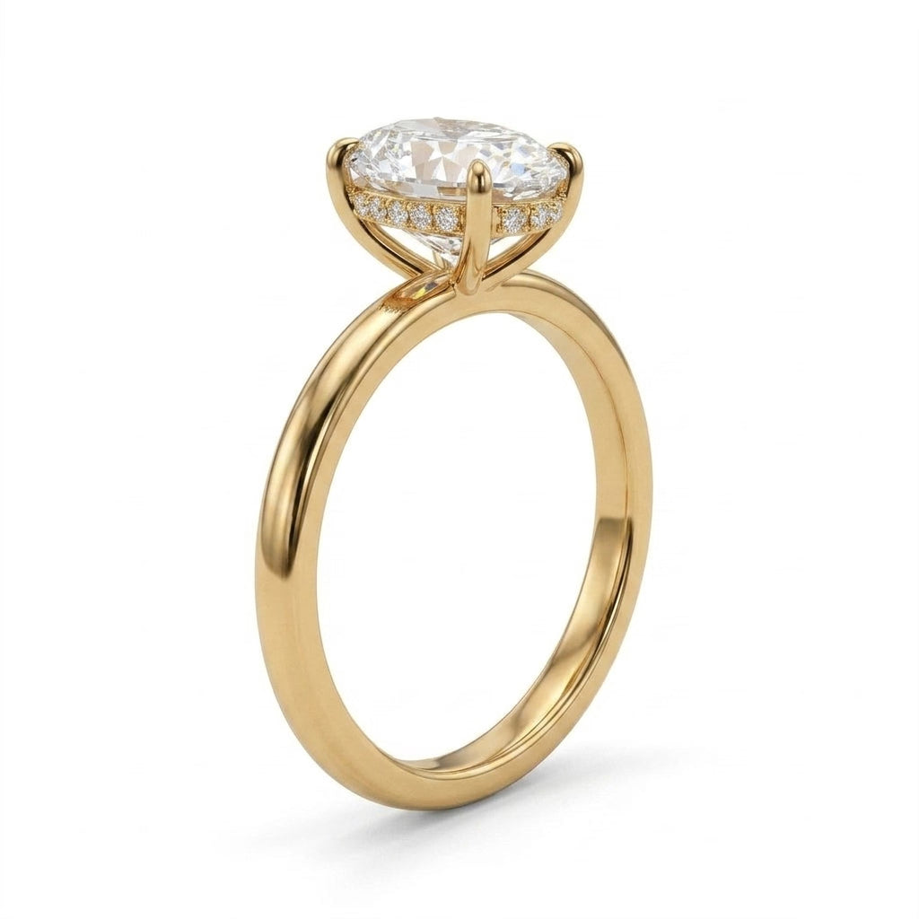 Hidden Halo Oval Engagement Ring (1.11 ct. tw.) in 18K Yellow Gold