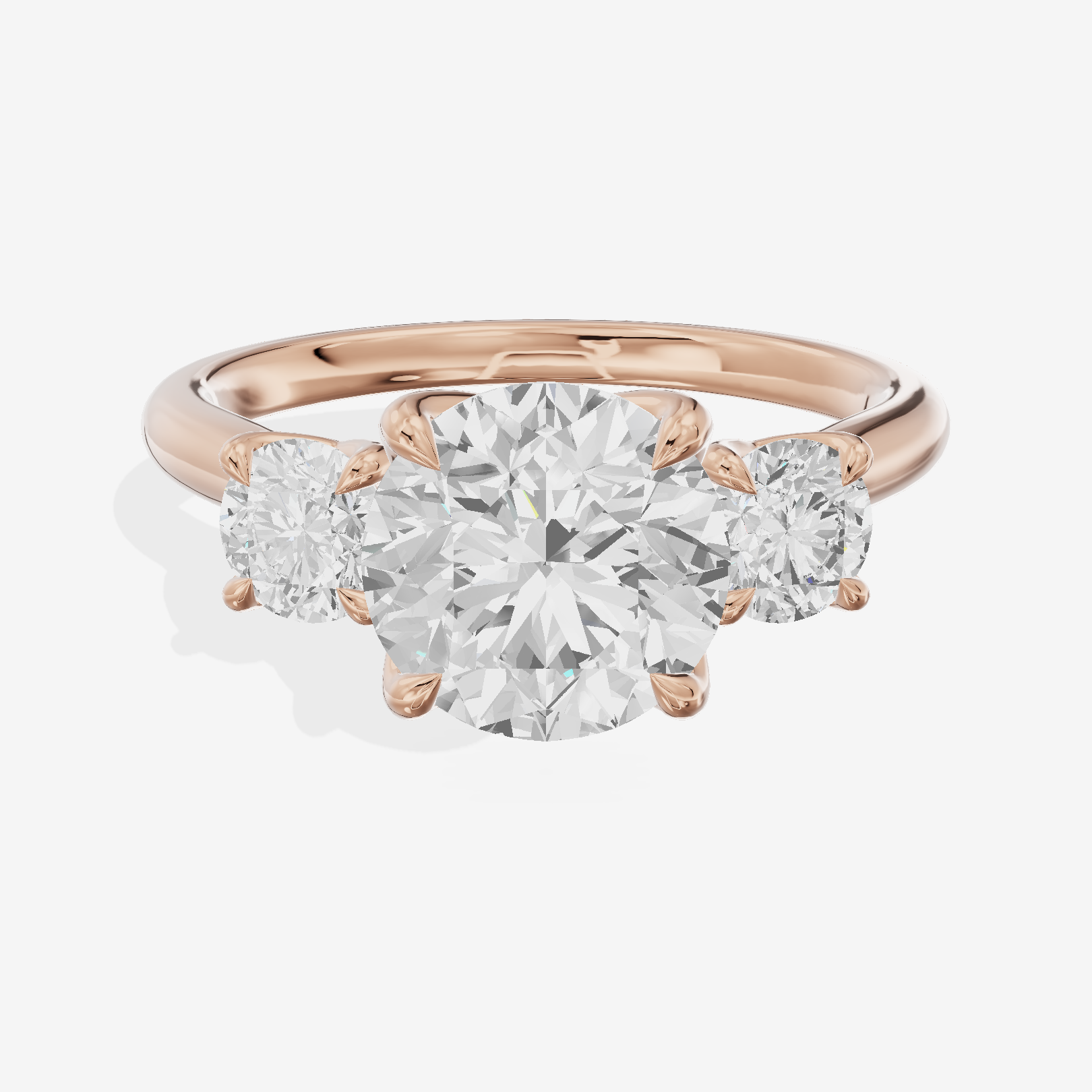 Grand Triade Round Three Stone Engagement Ring (2/5 ct. tw.) in 14K Rose Gold