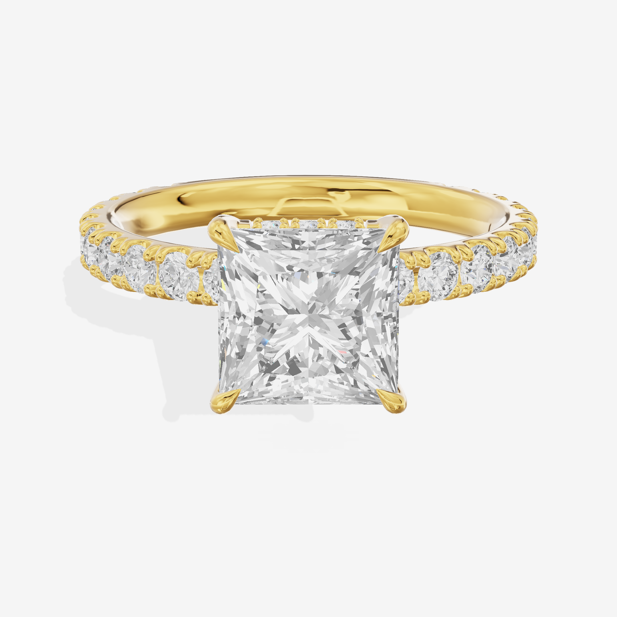 Grand Coeurine Princess Engagement Ring with Side Stones (3/5 ct. tw.) in 18K Yellow Gold