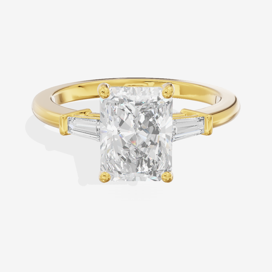 Eternal Coeurine Three Stone Radiant Engagement Ring (1/5 ct. tw.) in 14K Yellow Gold