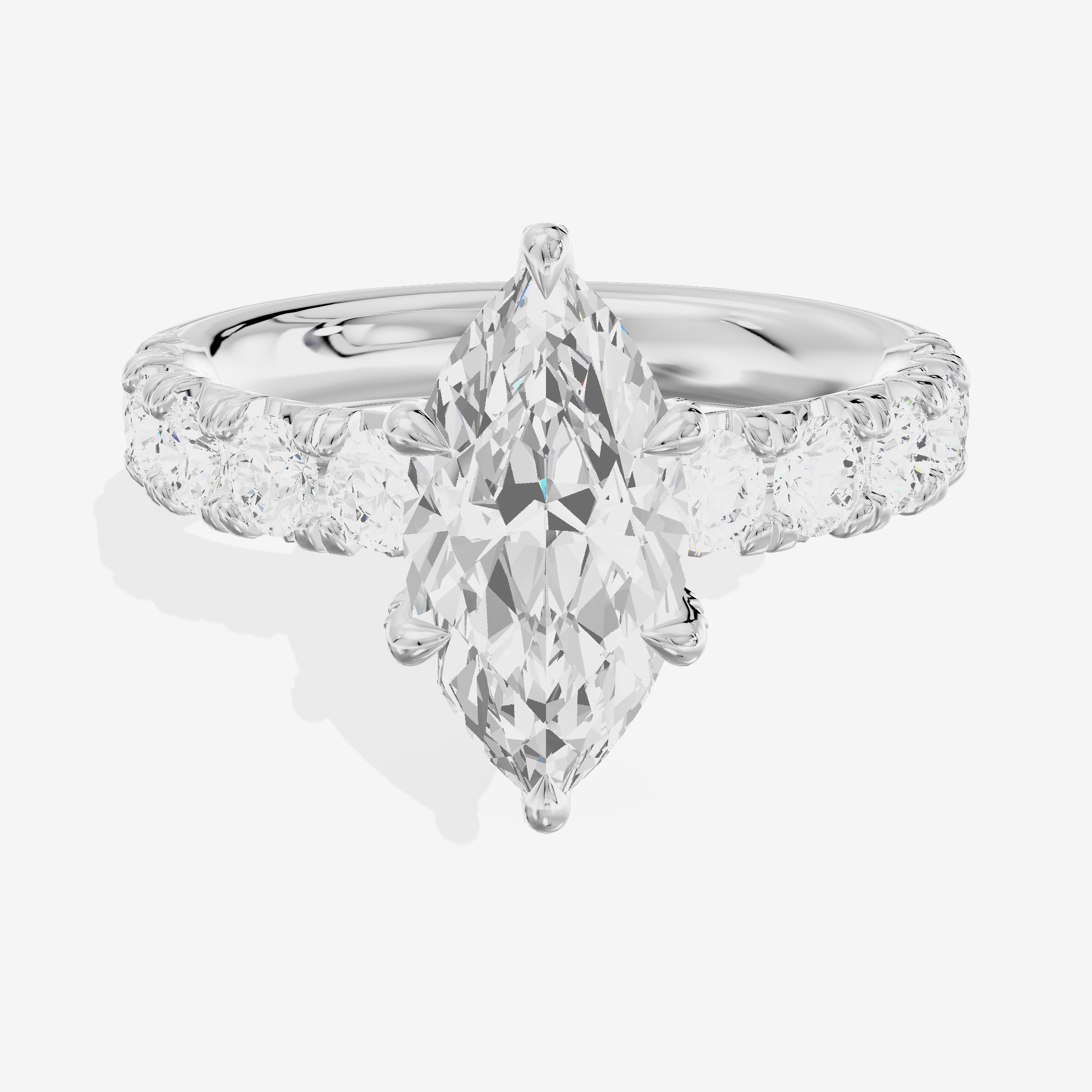 Lustrous Aurea Marquise Engagement Ring with Side Stones (3/4 ct. tw.) in Platinum