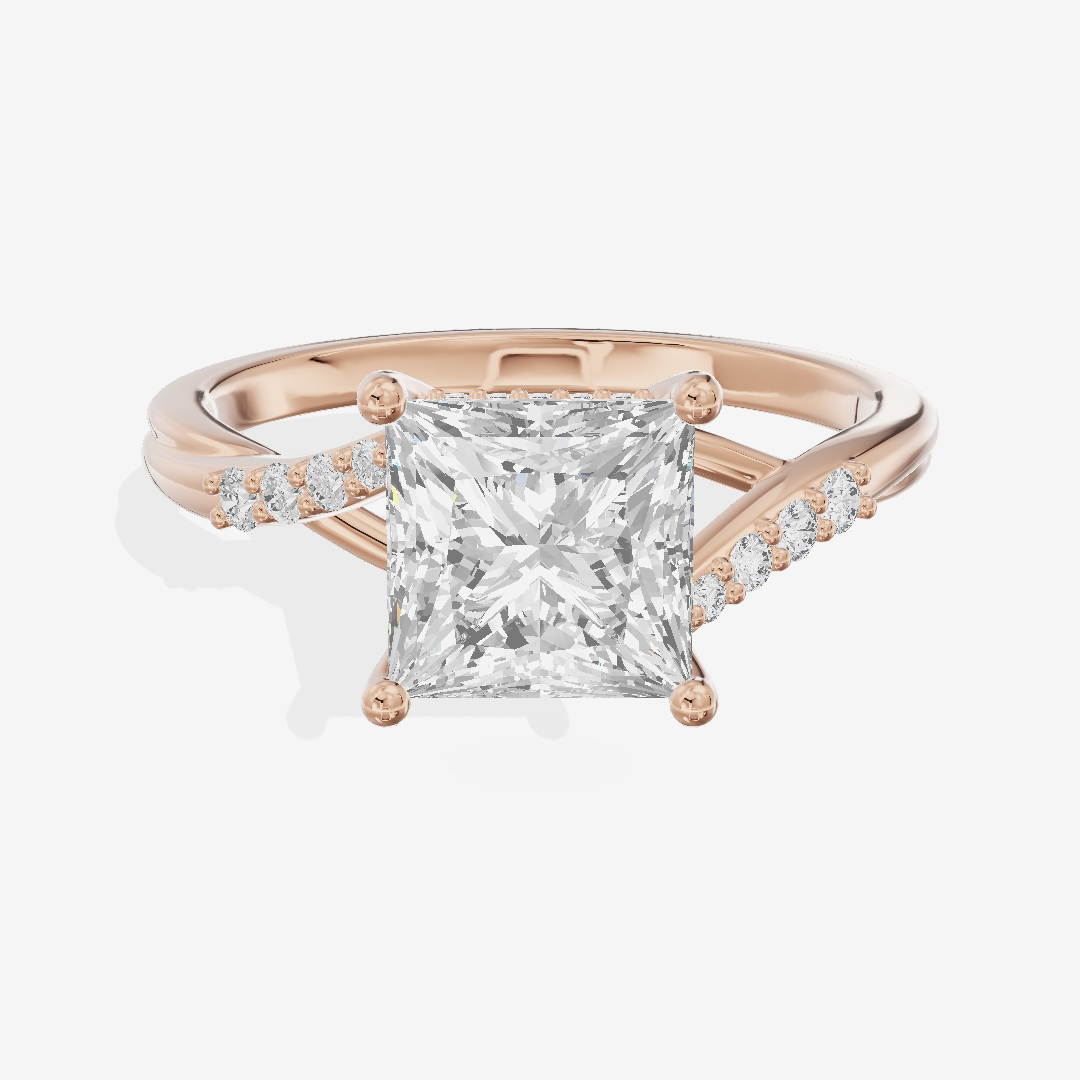 Aimora Hidden Halo Princess Engagement Ring (1/8 ct. tw.) in 14K Rose Gold