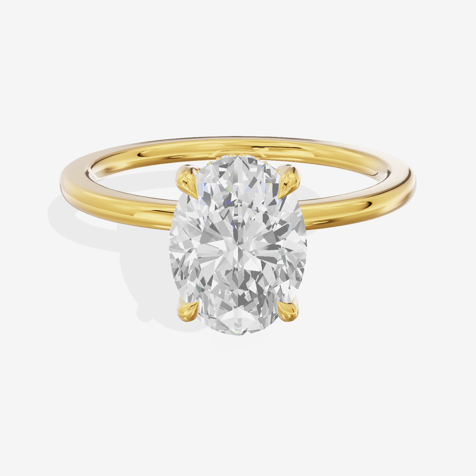 Coeurine Hidden Halo Oval Engagement Ring (1/20 ct. tw.) in 14K Yellow Gold