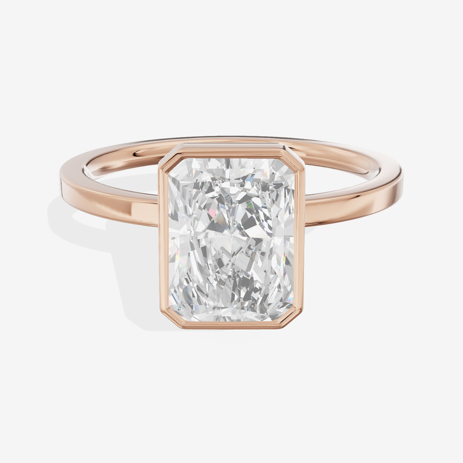 One of One Classic 1.5mm Radiant Bezel Engagement Ring in 18K Rose Gold