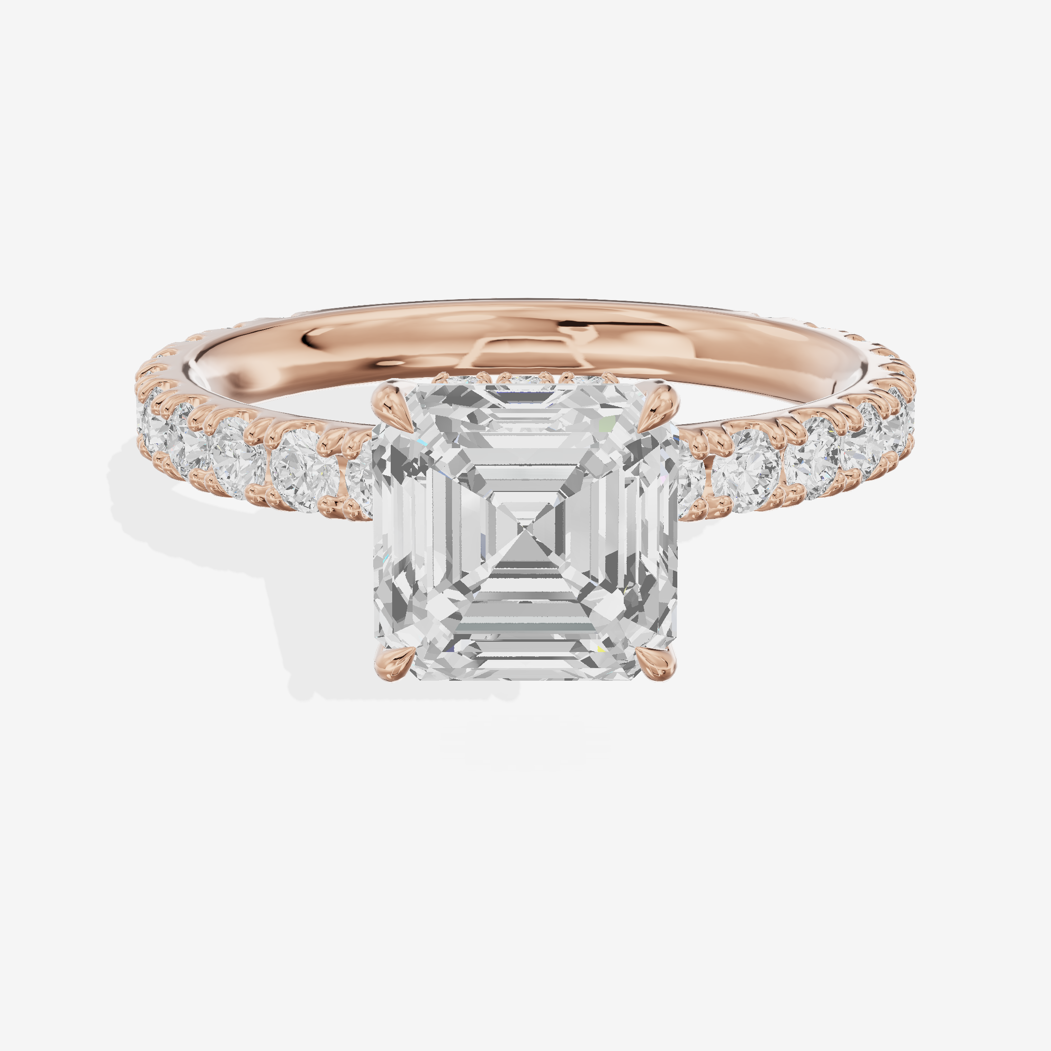 Grand Coeurine Asscher Engagement Ring with Side Stones (3/5 ct. tw.) in 18K Rose Gold