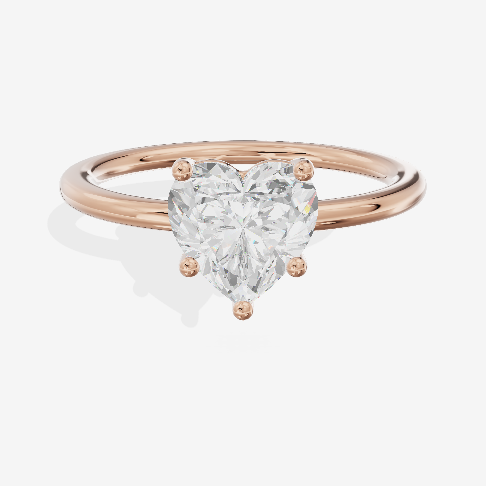 Crowned Vowsae 1.5mm Heart Solitaire Engagement Ring in 14K Rose Gold