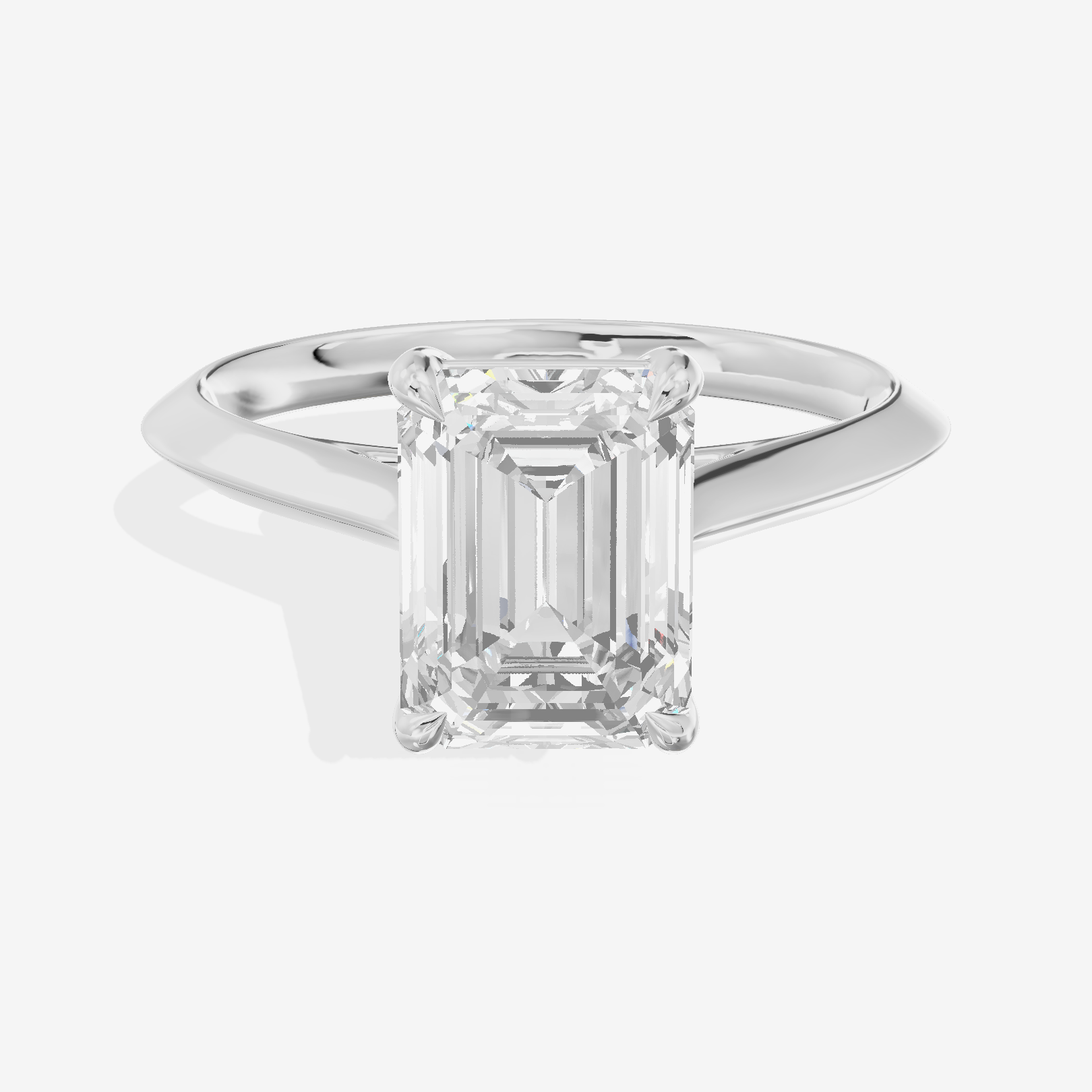 Belovae Solitaire 2mm Emerald Engagement Ring in 14K White Gold