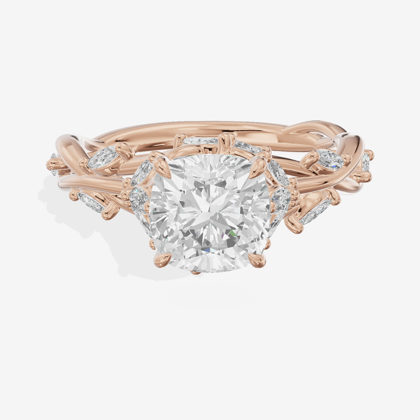 Twine Pavé Cushion Twisted Engagement Ring (1/2 ct. tw.) in 18K Rose Gold