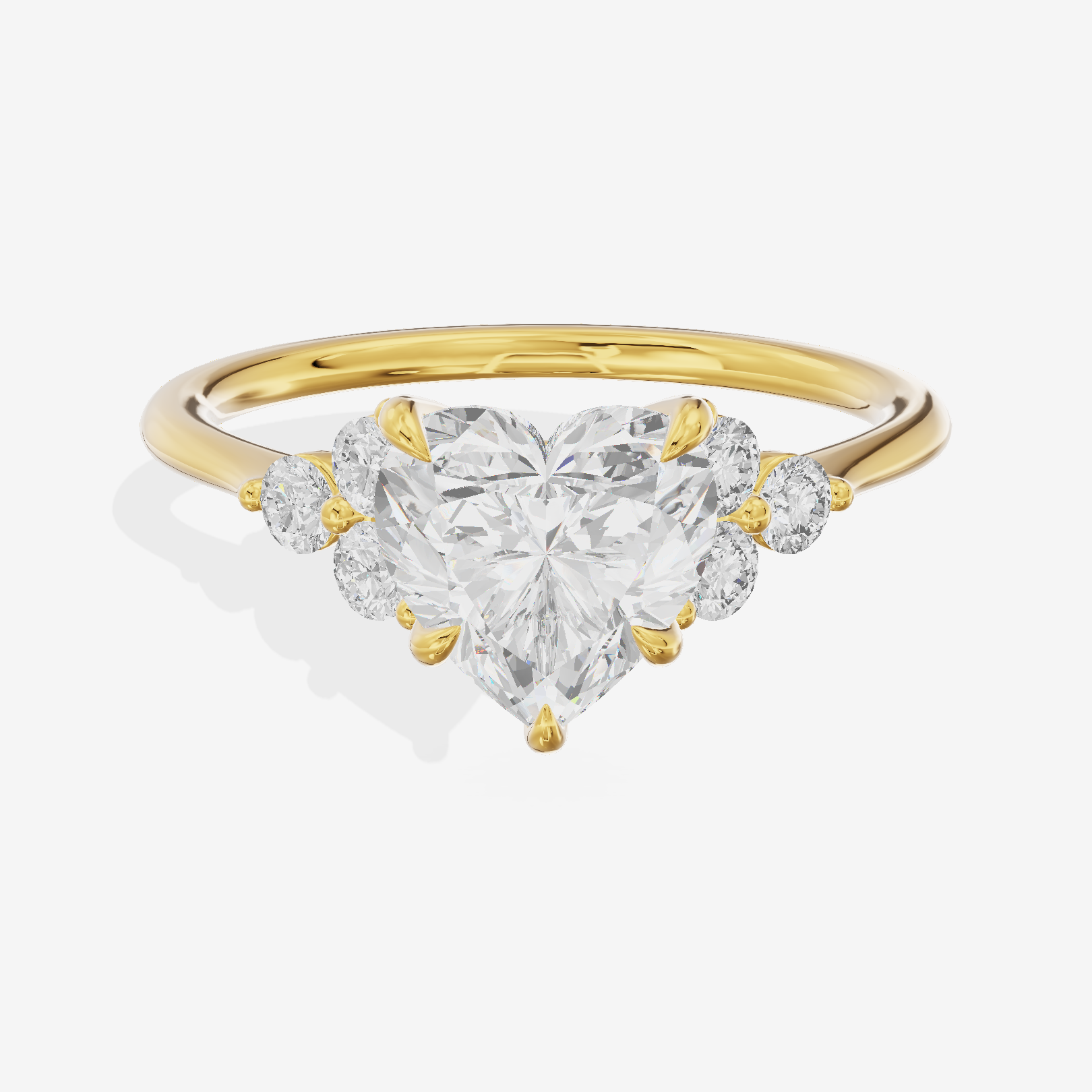 Luxe Trueheart Heart Engagement Ring with Side Stones (1/5 ct. tw.) in 14K Yellow Gold