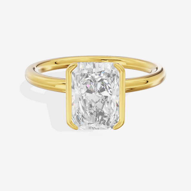 Sincere Bezel 1.8mm Radiant Solitaire Engagement Ring in 14K Yellow Gold