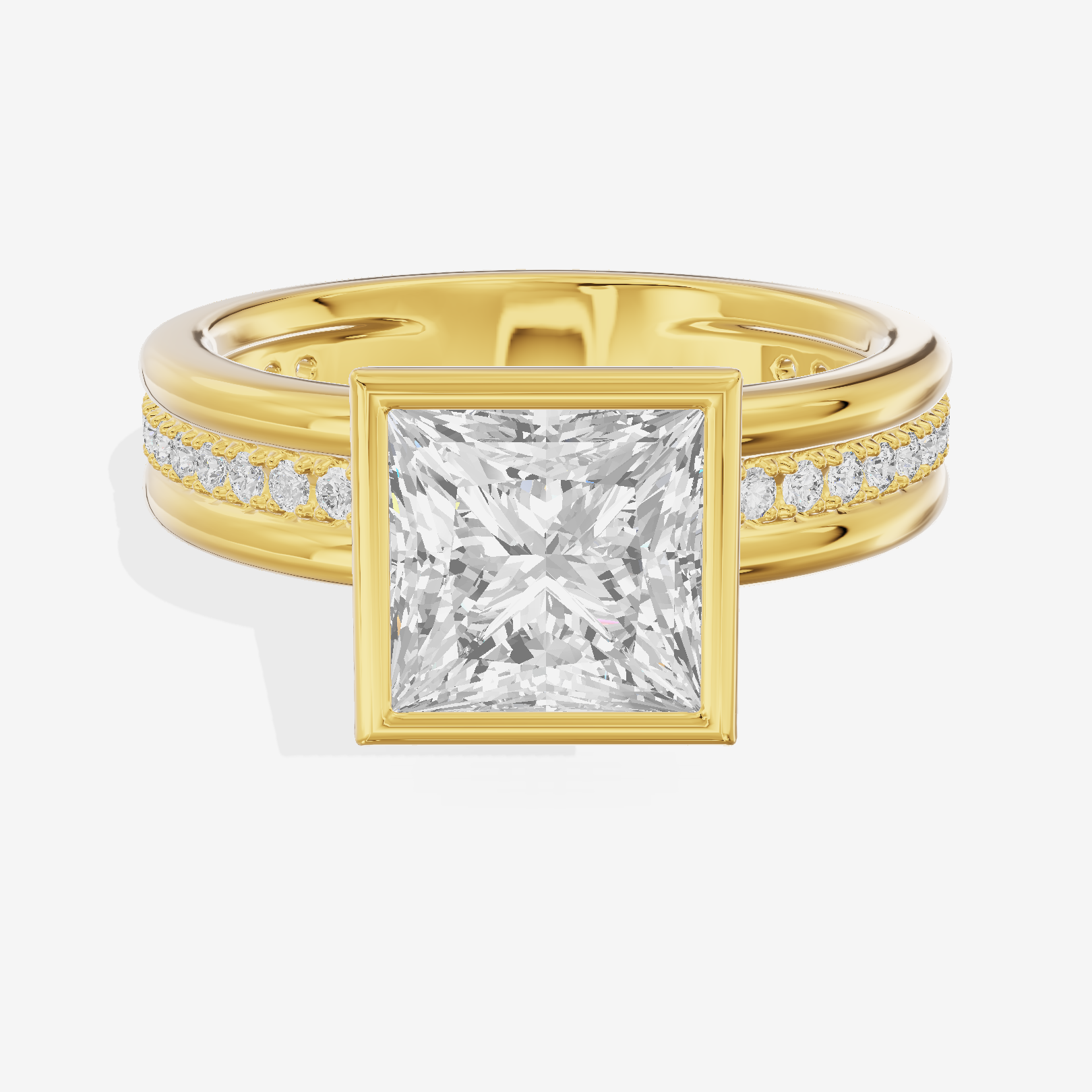 Belovae Bezel Princess Engagement Ring with Side Stones (1/4 ct. tw.) in 14K Yellow Gold