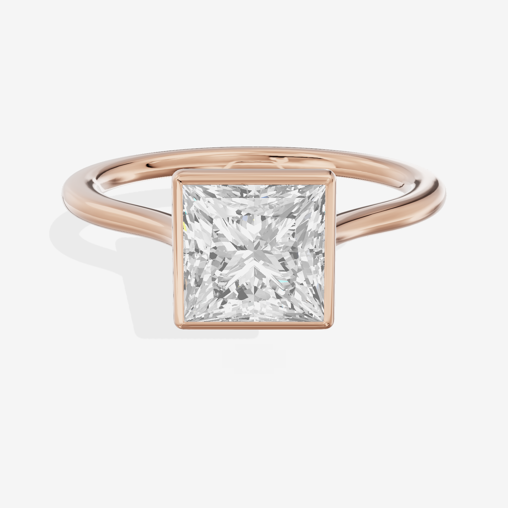 Petite Vowsae 1.5mm Princess Bezel Engagement Ring in 18K Rose Gold