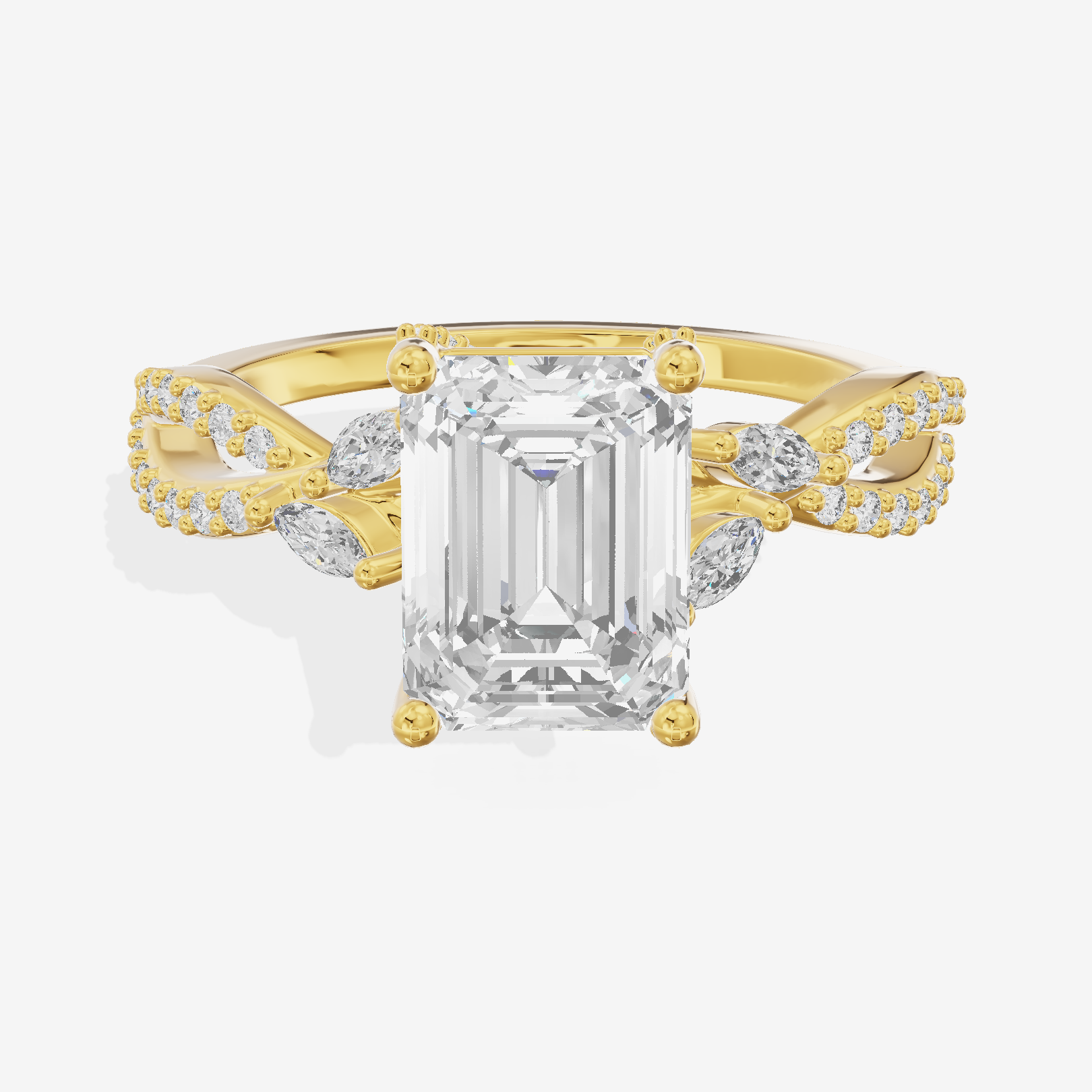 Luxe Heartline 1.5mm Emerald Engagement Ring with Side Stones (1/3 ct. tw.) in 14K Yellow Gold