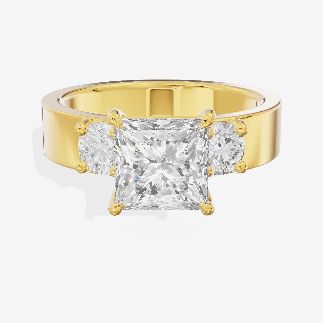 Royal Vowsae Three Stone Princess Engagement Ring (1/2 ct. tw.) in 18K Yellow Gold