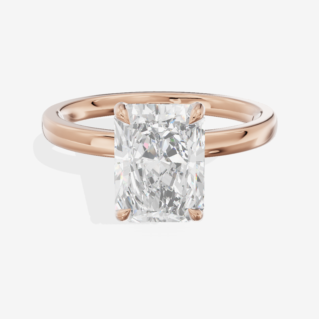 Petite Eversince 2mm Radiant Solitaire Engagement Ring in 18K Rose Gold