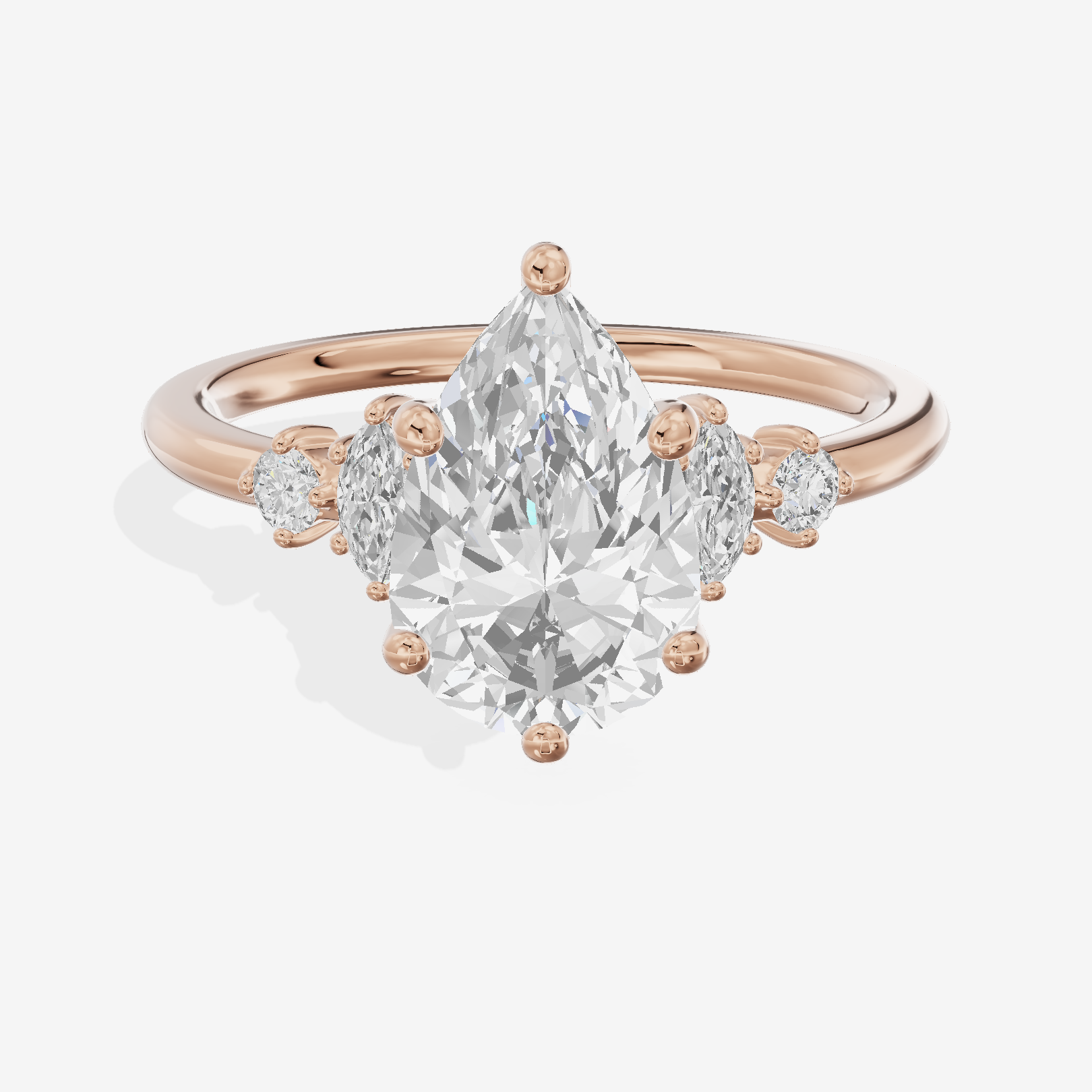 Petite Heartline Pear Engagement Ring with Side Stones (1/5 ct. tw.) in 14K Rose Gold