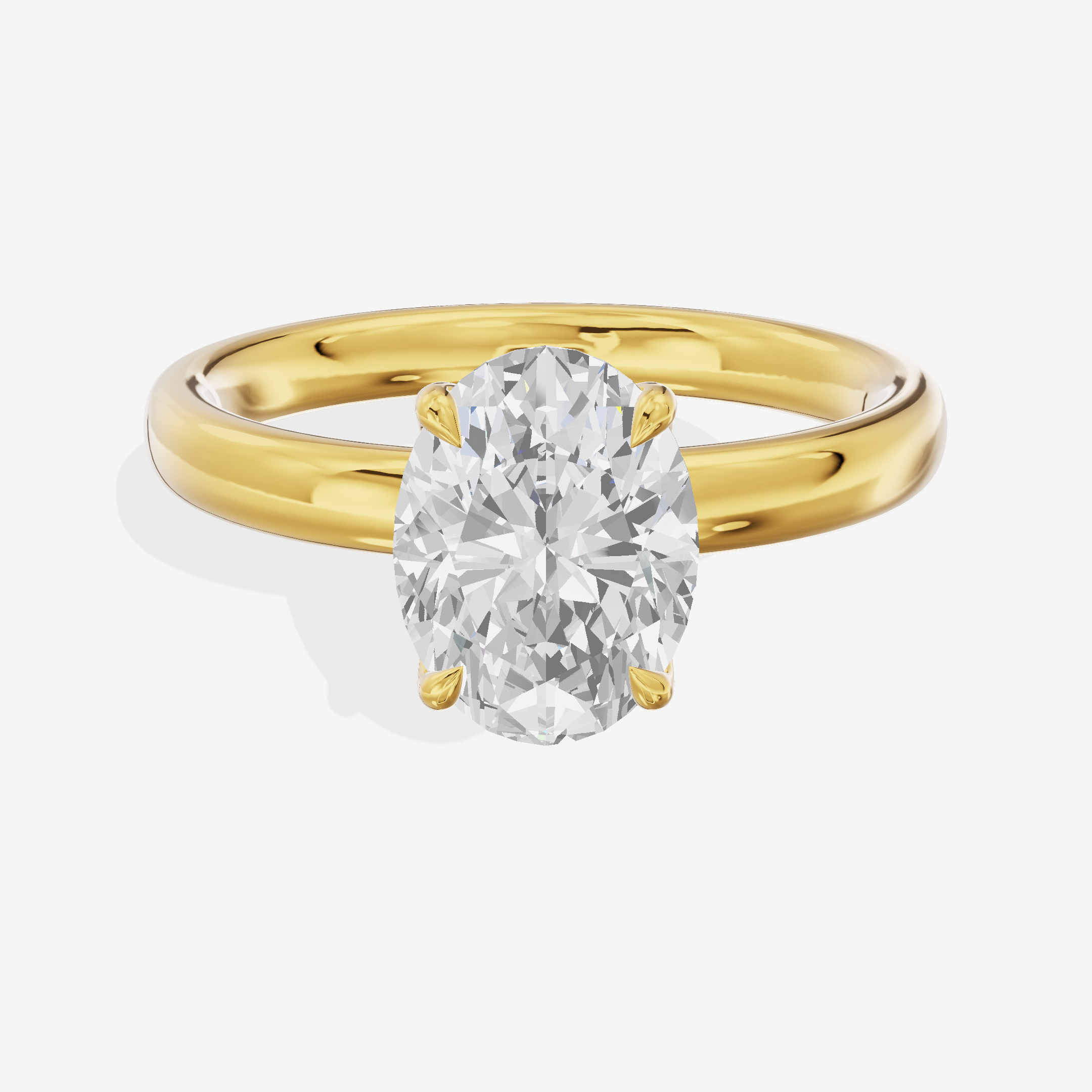 Hallowed Promezza 2.5mm Oval Solitaire Engagement Ring in 18K Yellow Gold