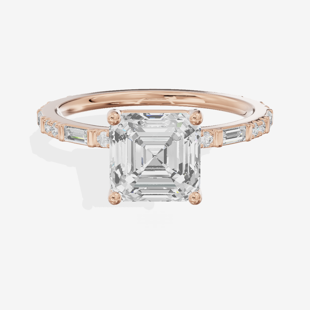 Twine Cathedral 1.8mm Asscher Solitaire Engagement Ring (1/2 ct. tw.) in 14K Rose Gold