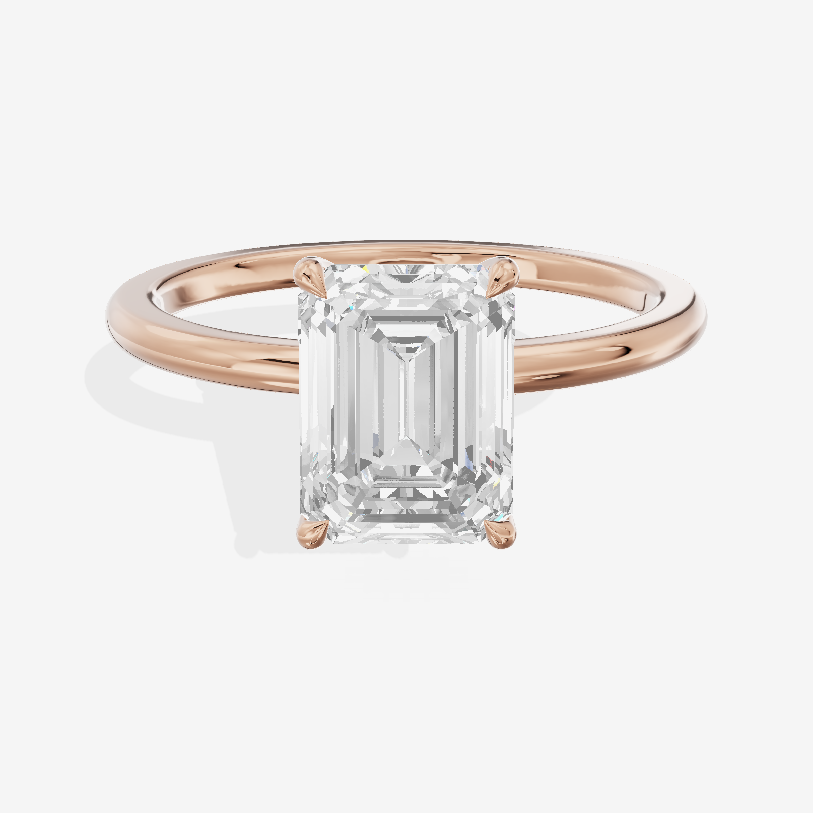 Lustrous Repose 1.5mm Emerald Comfort Fit Engagement Ring in 14K Rose Gold