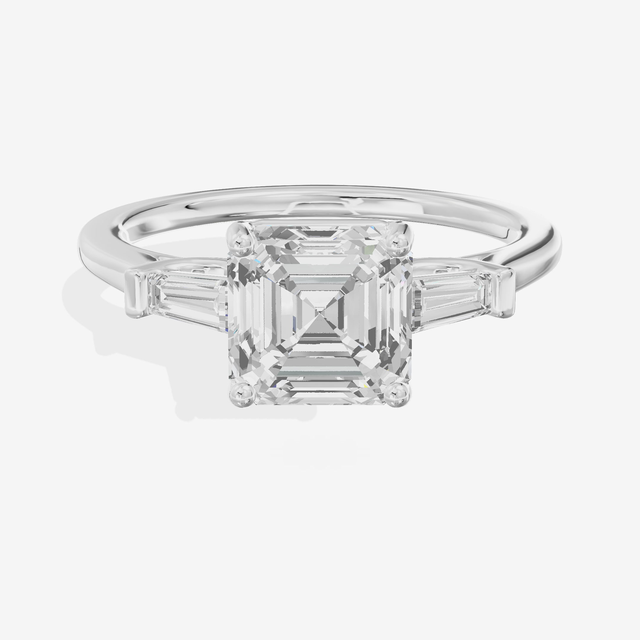 Hallowed Halcyon Asscher Engagement Ring with Side Stones (1/6 ct. tw.) in Platinum